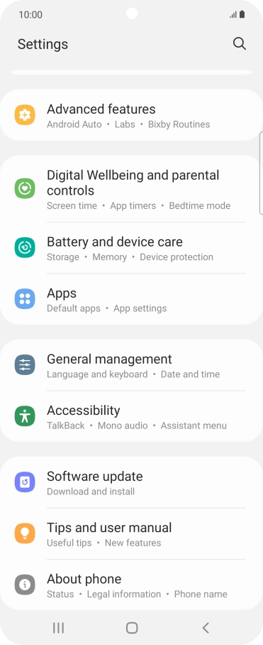 Press Battery and device care. Press Battery and device care.