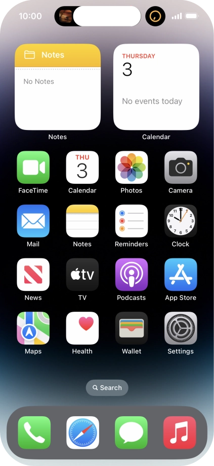 If you have a running application in Dynamic Island, it's displayed at the top of the screen. If you have a running application in Dynamic Island, it's displayed at the top of the screen.
