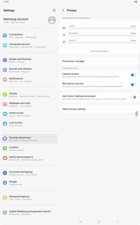 Press View all permissions.