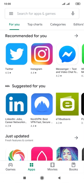 Press the search field.