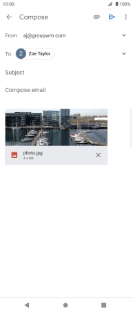 Press Subject and key in the subject of your email message.