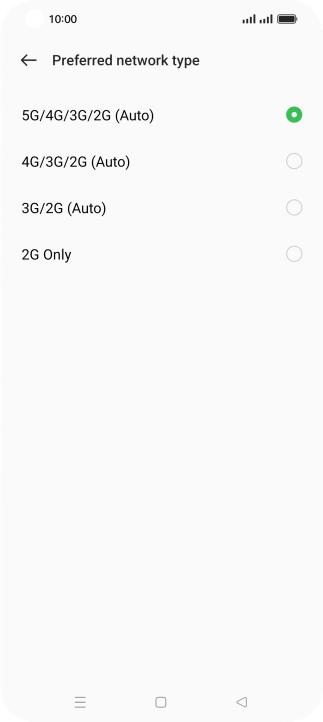 Press the required network mode. Press the required network mode.