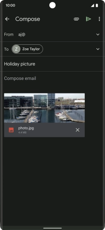 Press the text input field and write the text for your email message.