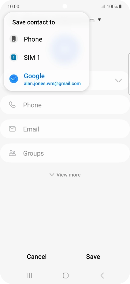 Press the required Google account.