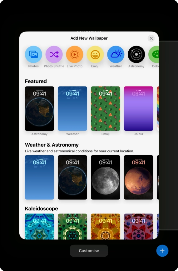 Press the required category and follow the instructions on the screen to select the required background image.