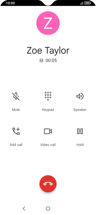 Press the end call icon.