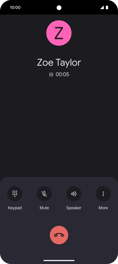 Press the end call icon.