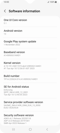 Your phone's software version is displayed below Android version.