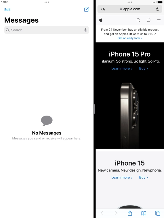 The applications are now displayed on a split screen.
