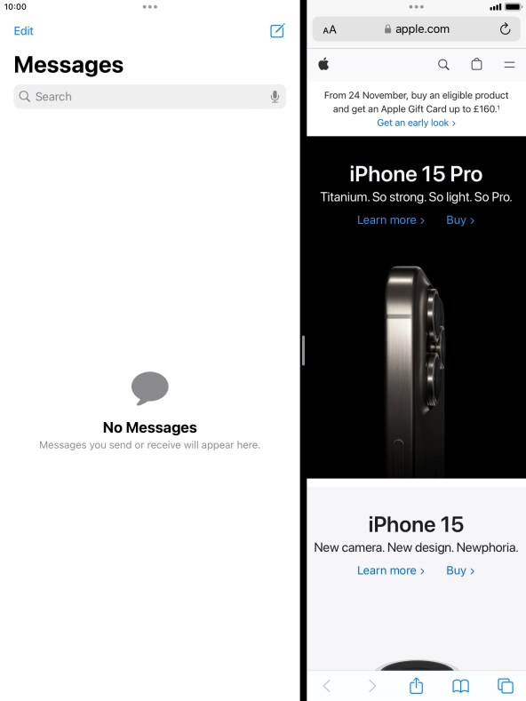 The applications are now displayed on a split screen.