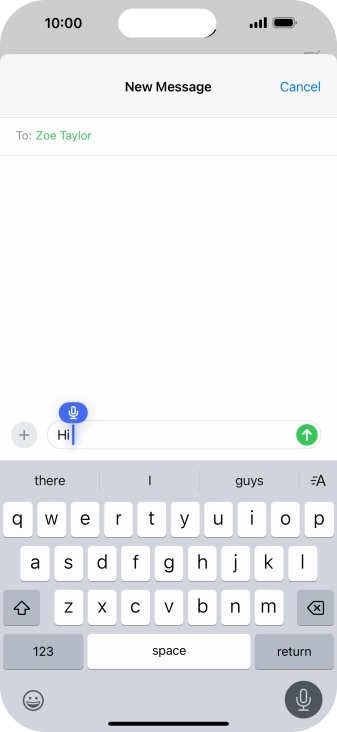 Press the microphone icon to end dictation.