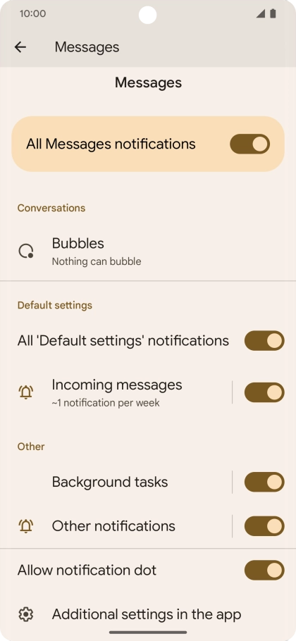 Press the indicator next to 