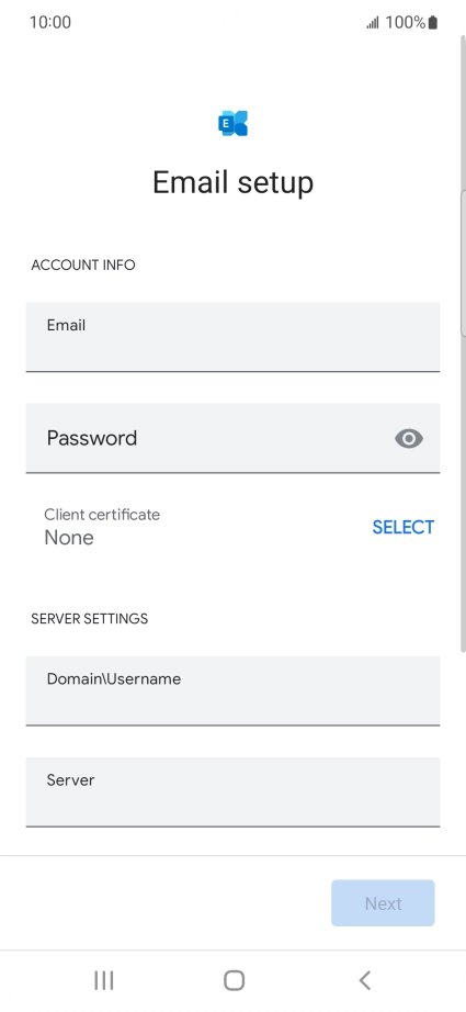 Press Password and key in the password for your email account. Press Password and key in the password for your email account.