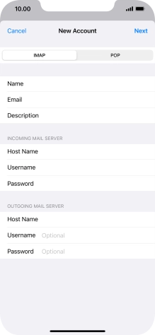 Press Username and key in the username for your email account. Press Username and key in the username for your email account.