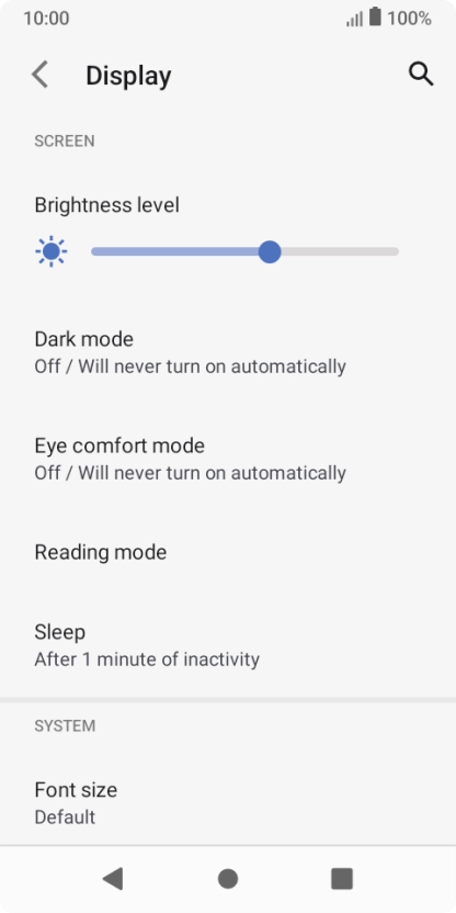 Drag the brightness indicator right or left to set brightness level manually.