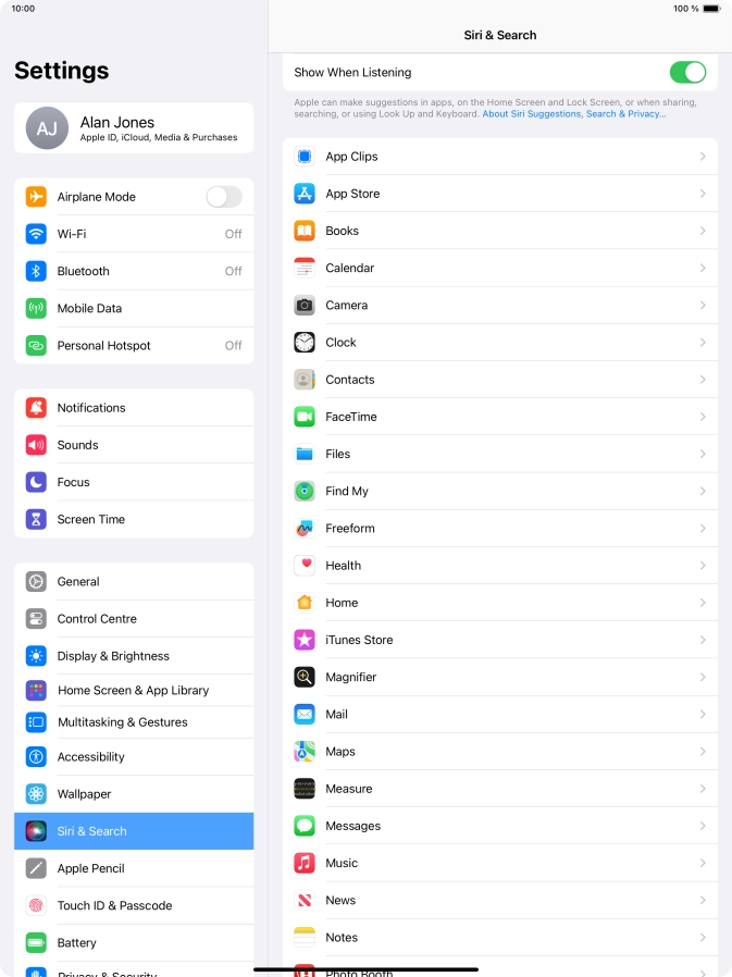 Press the required app.