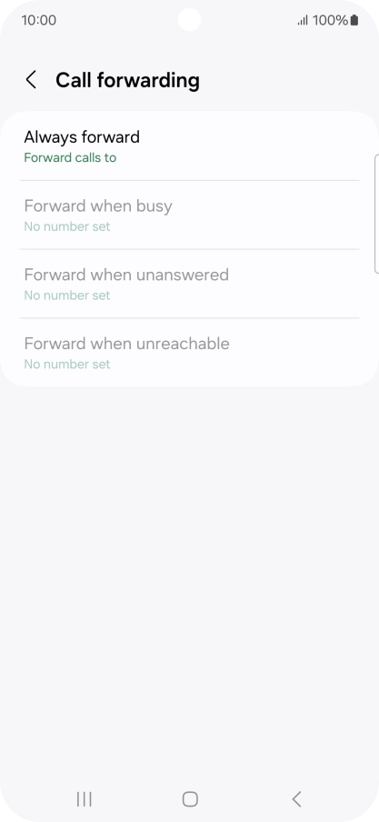 Press the required divert type. Press the required divert type.