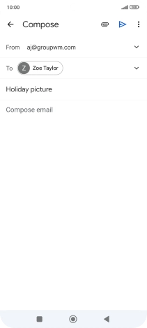 Press the text input field and write the text for your email message.