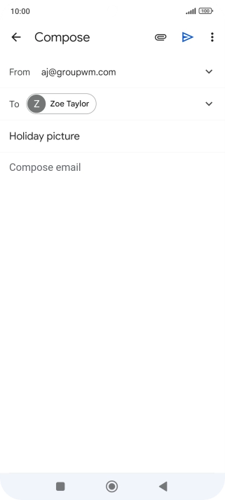 Press the text input field and write the text for your email message.