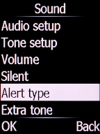 Select Alert type and press the Left selection key.