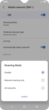 Press the required setting to turn the function on or off.