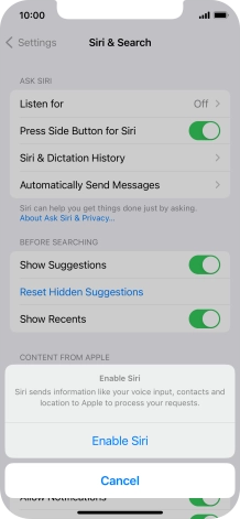 Press Enable Siri. Press Enable Siri.