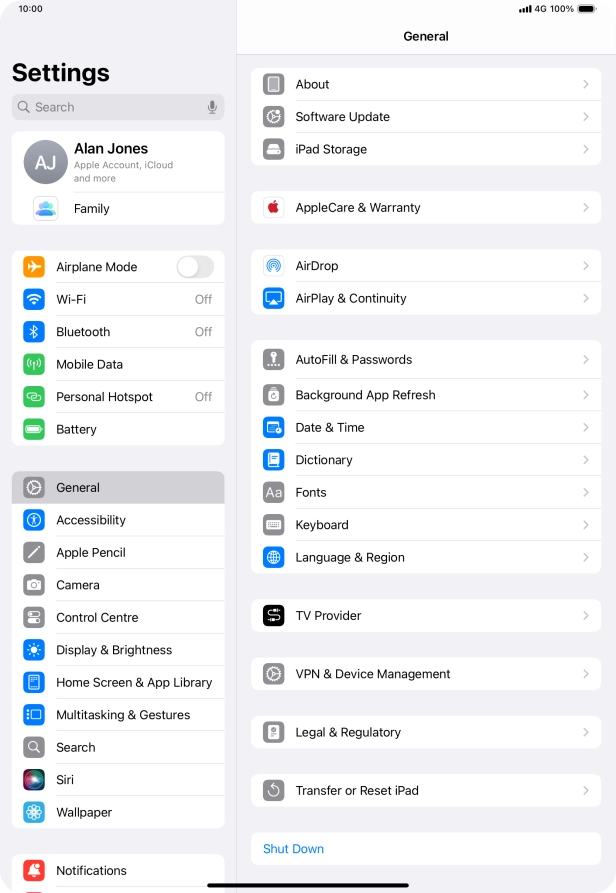 Press Software Update. If a new software version is available, it's displayed. Follow the instructions on the screen to update the tablet software.
