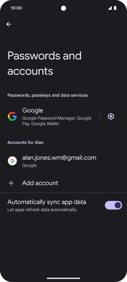 Press Add account. Press Add account.