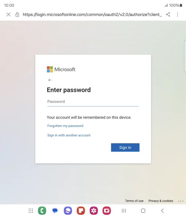 Press Password and key in the password for your email account.
