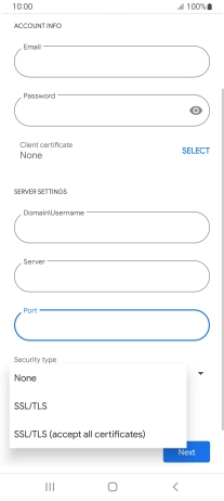 Press the required setting.