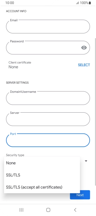 Press the required setting.