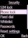 Select Phone lock and press the Left selection key.