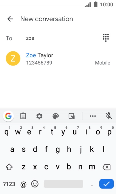 Key in the first letters of the recipient's name and press the required contact.
