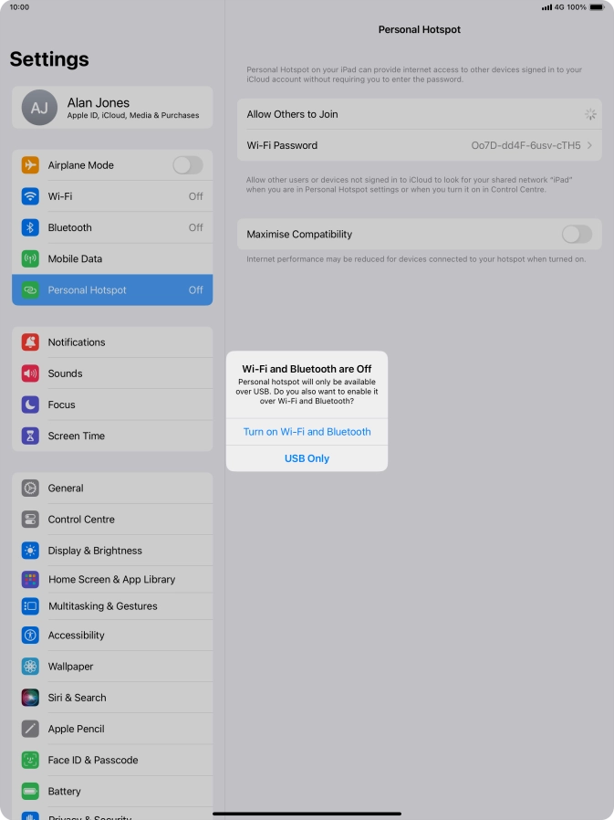 If Wi-Fi is turned off, press Turn on Wi-Fi and Bluetooth.