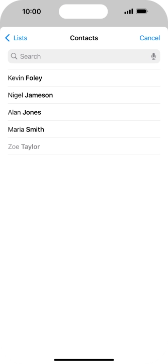 Press the required contact. Press the required contact.