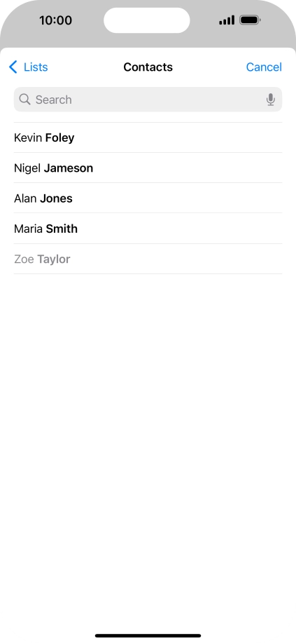 Press the required contact. Press the required contact.