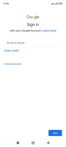 If you don't have a Google account, press Create account and follow the instructions on the screen to create an account.