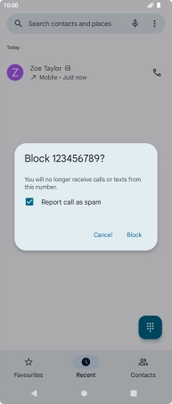 To report the number as spam, press the field next to 