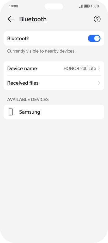 Press the required Bluetooth device and follow the instructions on the screen to pair the device with your phone. Press the required Bluetooth device and follow the instructions on the screen to pair the device with your phone.