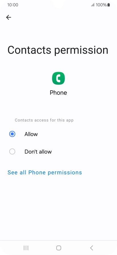 Press the required setting.