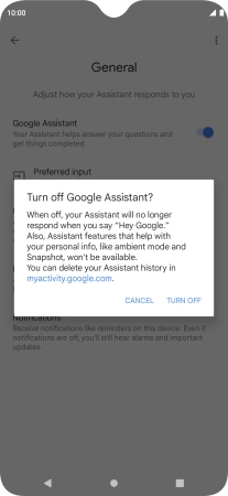 If you turn off the function, press TURN OFF.