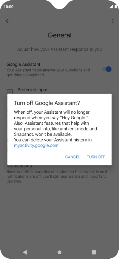 If you turn off the function, press TURN OFF.