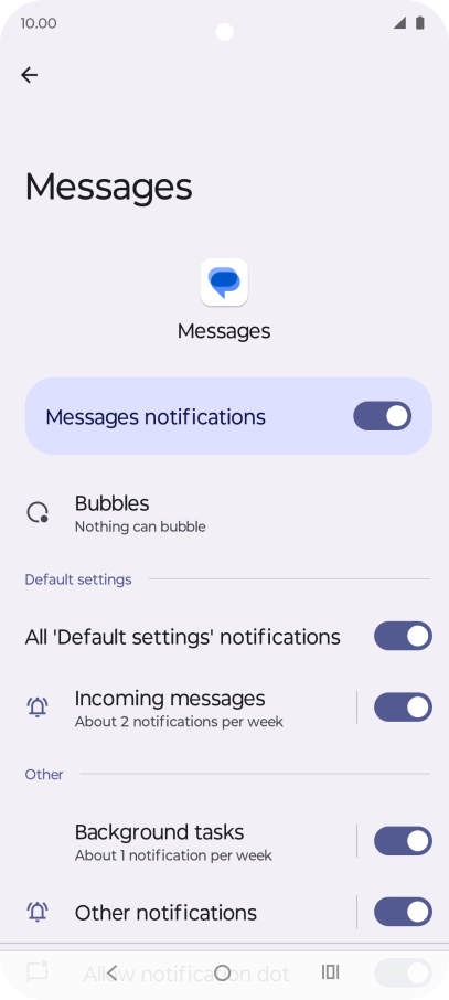 Press Incoming messages.
