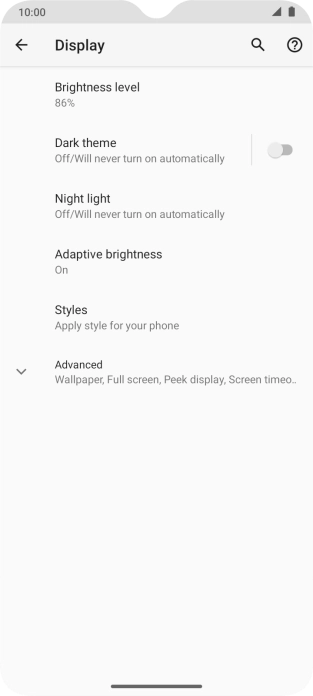Press Brightness level.