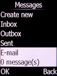 Select E-mail and press the Left selection key.