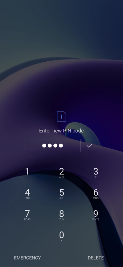 Key in a new four-digit PIN and press the confirm icon.