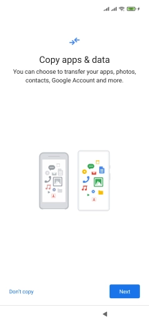 You can transfer the contents of another phone to your phone when it's activated for the first time and after a factory reset. When this screen is displayed, your phone is ready to transfer contents from another phone.