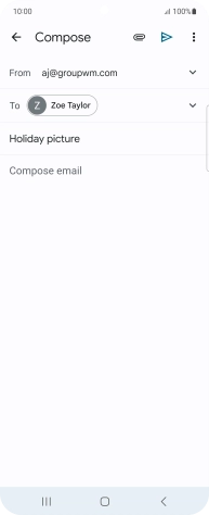 Press the text input field and write the text for your email message. Press the text input field and write the text for your email message.