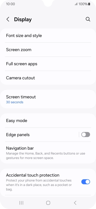 Press Screen timeout.