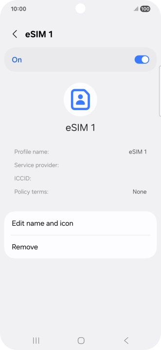 Press Remove and follow the instructions on the screen to delete your eSIM.
